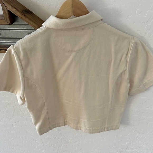 Maria Stanley Button Down Cream cropped Shirt - Picture 4 of 4